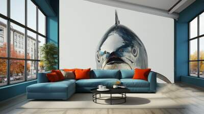 the Tuna, portrait view, white copy space on right, Isolated on white Background Wall mural