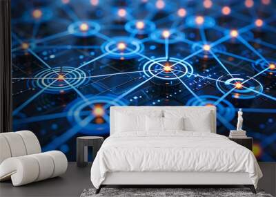 Communication network concept. Motion graphic for abstract data center, server, internet, speed. Wall mural