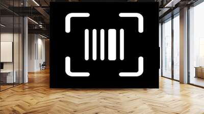 Barcode icon on black background Wall mural