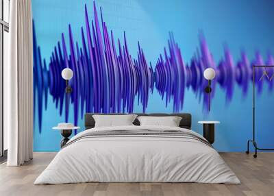 Sound Wave Close-up: Vibrant Blues and Purples Wall mural