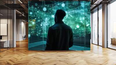 Unlocking the AI Frontier: Sustainable Data Scientist Revolutionizing Machine Learning in Virtual Cyberspace Wall mural