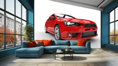 Red race car side view front close up Wall mural