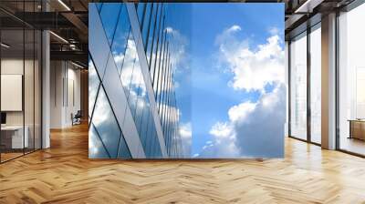 Glass skyscraper reflection cloudy sky Wall mural