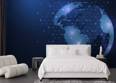 Global network connection. World map point and line composition concept of global business. Internet technology. Social network. Vector Illustration Wall mural