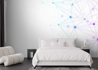 Global network connections with points and lines. Wireframe background. Abstract connection structure. Polygonal space background, illustration Wall mural