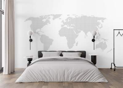 Grey dotted world map vector flat design. Wall mural