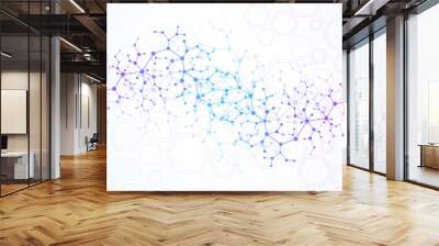 Scientific molecule background for medicine, science, technology, chemistry. Wallpaper or banner with a DNA molecules. Vector geometric dynamic illustration. Wall mural