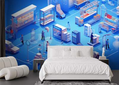 Futuristic sustainable smart city infrastructure public space development inclusive transportation system Wall mural