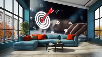 Business person analyzes data to identify customer target groups, refining marketing strategies. Tailoring messages to meet the specific needs of each target group. EIDE Wall mural