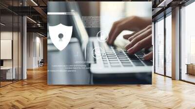 Business person explore the core of cyber security. Delve into cyber protection methods, cyber threats, and bolster cyber security stance. Essential for navigating the cyber security age EIDE Wall mural