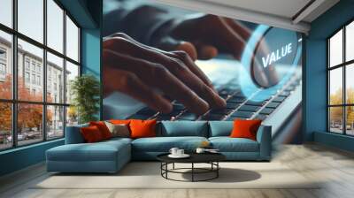 Business person leverages valuable ERP systems, maximizing value and operational efficiency. Focused on value maximizing resources and valuable processes for optimal value and performance. EIDE Wall mural