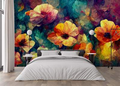 Colorful Impressions Background Wallpaper Landscape Floral | AI Generated Wall mural