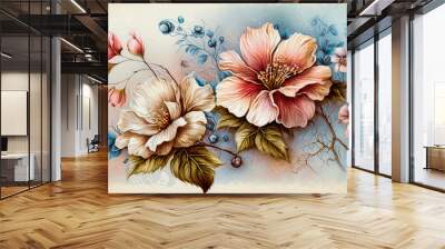 Vibrant Floral Background Texture | AI Generated Wall mural