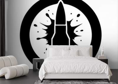 Black circle with bullet icon silhouette vector illustration design on white background. Wall mural