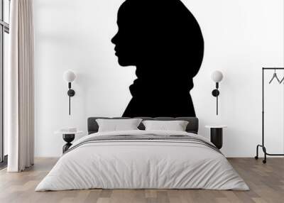 Black hijab girl silhouette isolated on white background. Hijab girl icon vector illustration design. Wall mural