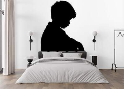 Sad black child silhouette isolated on white background. Child icon vector illustration design. Wall mural