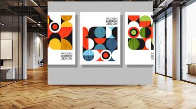 Retro geometric graphic design covers. Cool Bauhaus style compositions. Eps10 vector. Wall mural