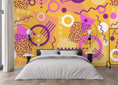 retro seamless 1980s inspired memphis pattern background. vector illustration Wall mural