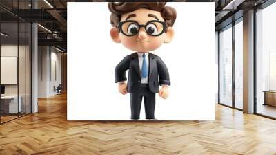 3D cartoon businessman character with glasses and suit. Professional and creative illustration for business and financial concepts. Wall mural