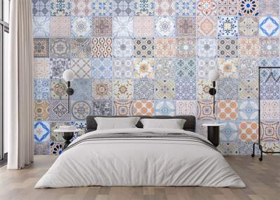 Set of ceramic tiles patterns. Wall mural