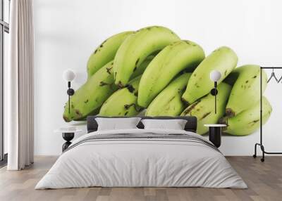 Bunch of green bananas on white background Wall mural