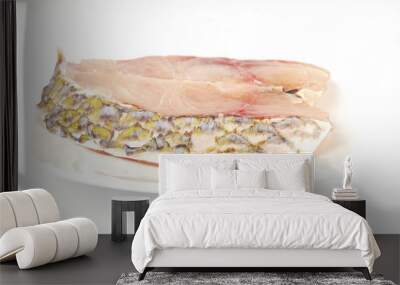 Fresh uncooked red fish meat fillet on white background Wall mural