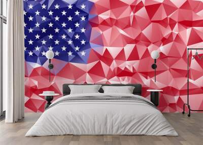 Illustration of a low polygon flag of the United States of Ameri Wall mural