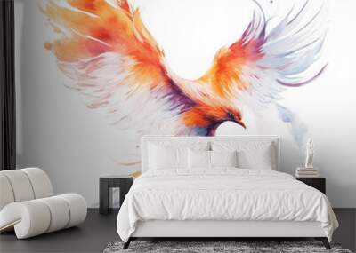 feathers on white background Wall mural