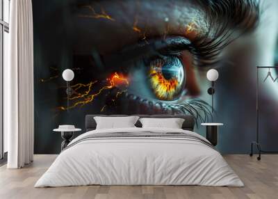 Close-up of an eye experiencing vitreous degeneration leading to floaters and flash of light.  Wall mural