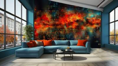 Digital binary code technology background.  Wall mural