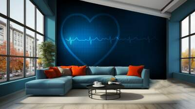 Illustration background of heart and electrocardiography on monitoring.Vector illustration. Wall mural