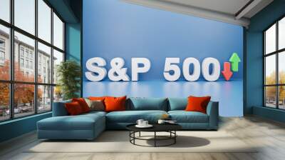 3d rendering s and p 500 american stock exchange an arrow isolated on blue background, the standard  Wall mural