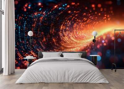 Abstract Orange Blue Light Tunnel Background Wall mural