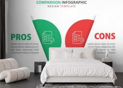 Comparison Infographic Design Template, business presentation concept with 2 options, To do list or planning icon, Good, bad, Positive, Negative, vector illustration. Wall mural