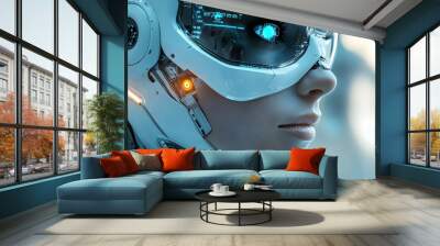 Cyborg Woman Futuristic AI Technology Portrait Wall mural