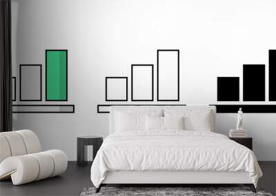 Growth graph icons set. Bar chart diagram symbol isolated background. silhouette icon, SVG vector illustration. Wall mural