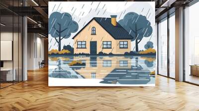 House in the Rain. Wall mural