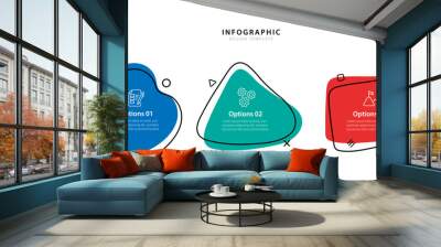 Infographic 3 Step timeline journey, calendar Flat simple infographics design template. presentation graph. Business concept with 3 options, vector illustration. Wall mural