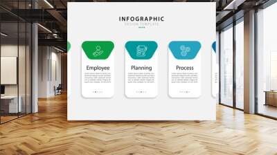 infographic template. 5 Step timeline journey, calendar Flat simple infographics design template. presentation graph. Business concept with 5 options, vector illustration. Wall mural