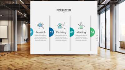 Timeline Creator infographic template. 5 Step timeline journey, calendar Flat simple infographics design template. presentation graph. Business concept with 5 options, gantt vector illustration. Wall mural