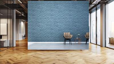 3D rendering interior scene design of living room area and navy blue brick wall texture Wall mural