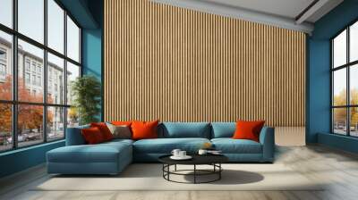 Elegant and comfortable empty living room interior design and tropical wood wall texture background Wall mural