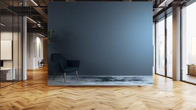 Minimal living room and blue wall texture background interior design / 3D rendering Wall mural