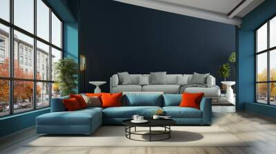 Modern living room interior and sofa and blue empty wall texture background
 Wall mural