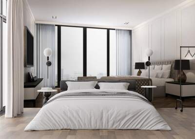 The interior design idea of luxury bedroom and white wall texture background Wall mural