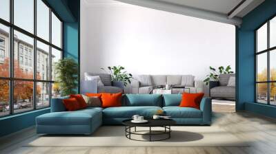 The living room interior design and white wall background Wall mural