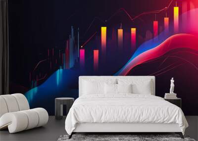  Charts and graphs with statistics for innovation Digital analyzes business potential and predicts future developments in the company's growth. Abstract black background Wall mural