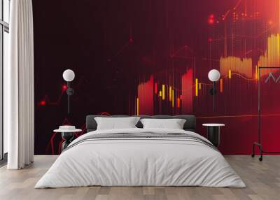  Charts and graphs with statistics for innovation Digital analyzes business potential and predicts future developments in the company's growth. Abstract black background Wall mural