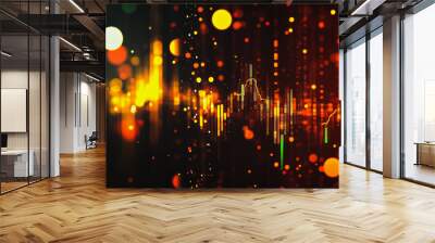  Charts and graphs with statistics for innovation Digital analyzes business potential and predicts future developments in the company's growth. Abstract black background Wall mural