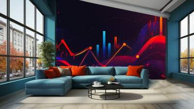  Charts and graphs with statistics for innovation Digital analyzes business potential and predicts future developments in the company's growth. Abstract black background Wall mural